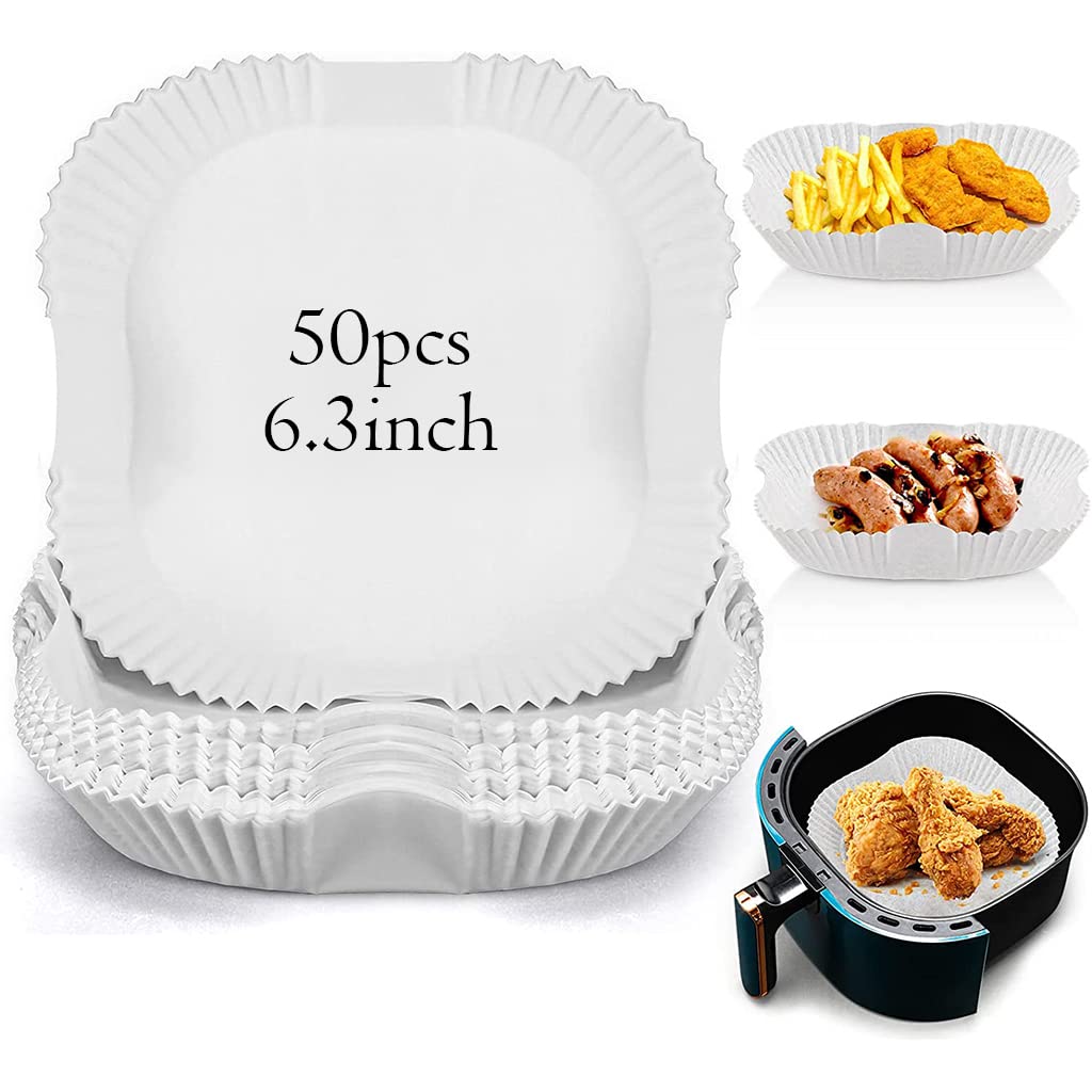 HASTHIP 50Pcs Air Fryer Paper Sheets, Air Fryer Disposable Paper Liner for Microwave, Oil-Proof Air Fryer Parchment Paper for Frying, Baking, Cooking, Roasting and Microwave (6.3 inches, White) HASTHIP 50Pcs Air Fryer Paper Sheets, Air Fryer Disposable Paper Liner for Microwave, Oil-Proof Air Fryer Parchment Paper for Frying, Baking, Cooking, Roasting and Microwave (6.3 inches, White)